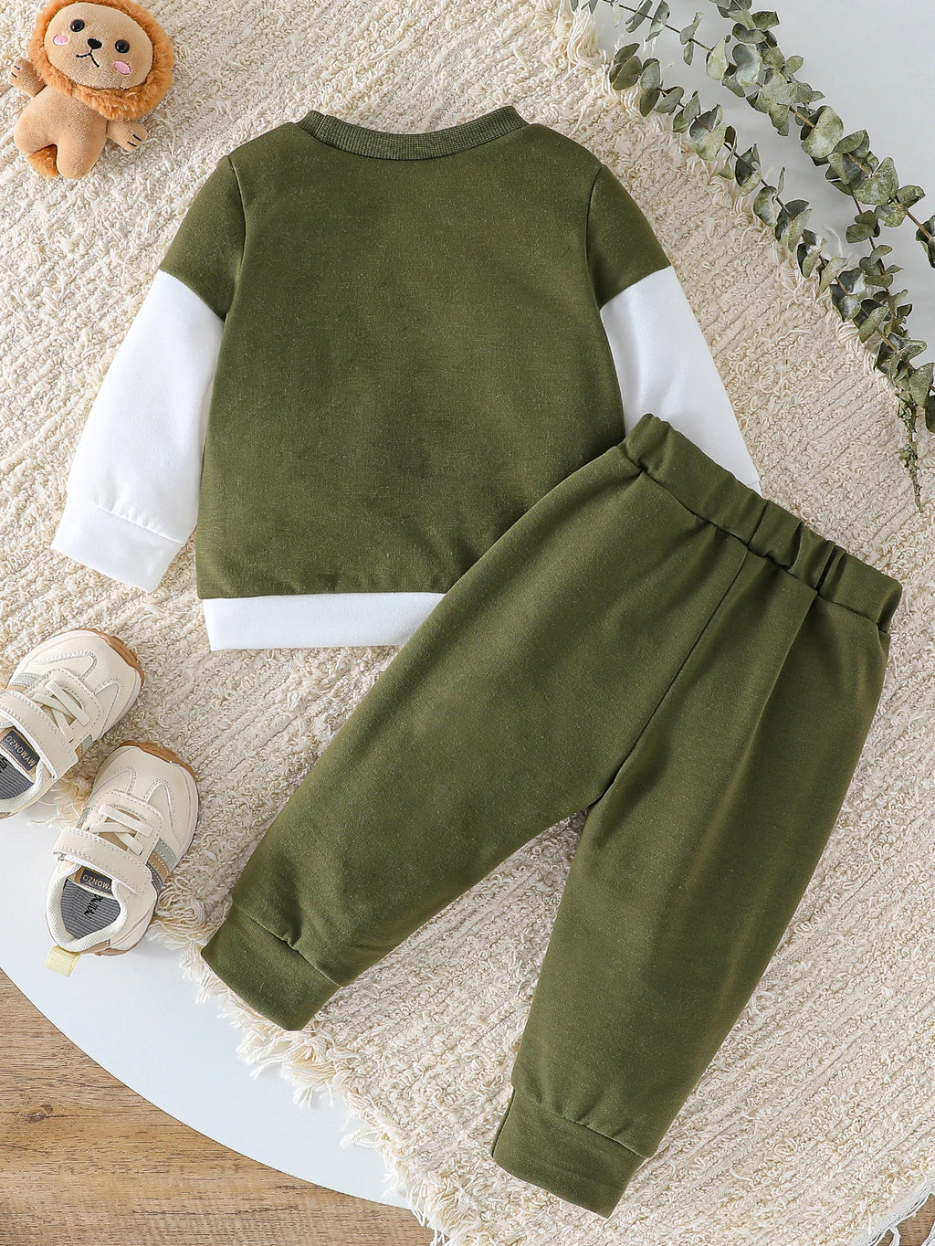 2025 All Seasons Children Clothes Patchwork Kids Boys Two-Piece Set Long Sleeve Pullover Tops Pants Outfits Pants With Bow  1-3Y