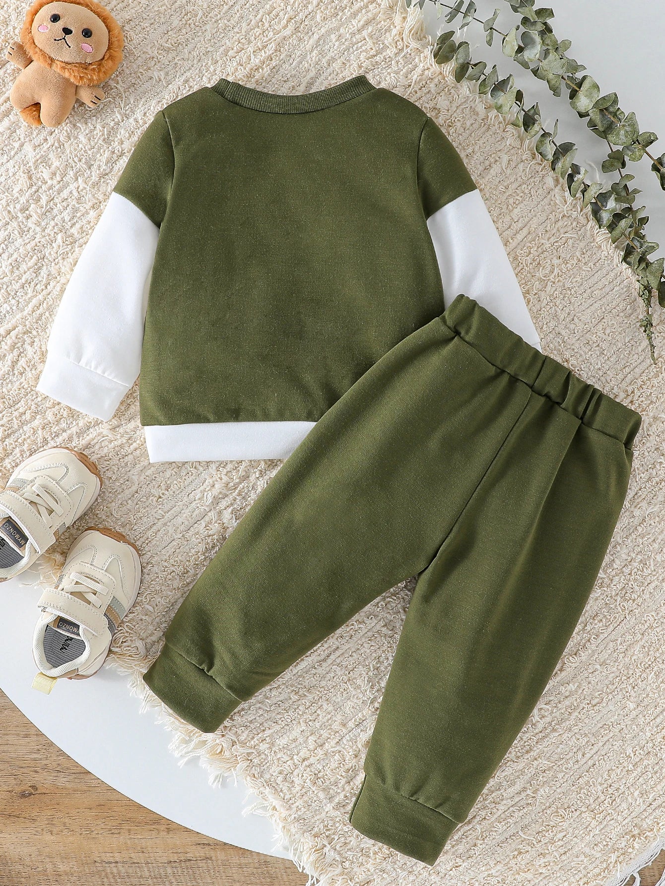 2025 All Seasons Children Clothes Patchwork Kids Boys Two-Piece Set Long Sleeve Pullover Tops Pants Outfits Pants With Bow  1-3Y